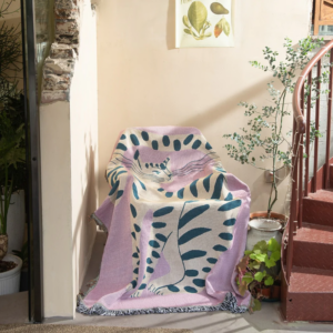 Boho Cat Pattern Throw Blanket