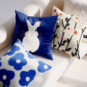 Daisy Floral Embroidered Pillow Cover
