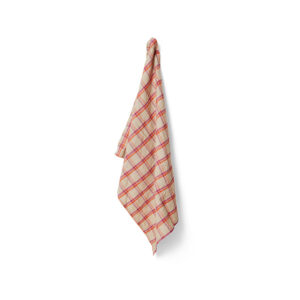 Vida Plaid Tea Towel - Strawberry & Cream